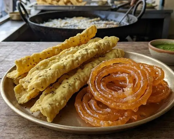 Fafda with Jalebi